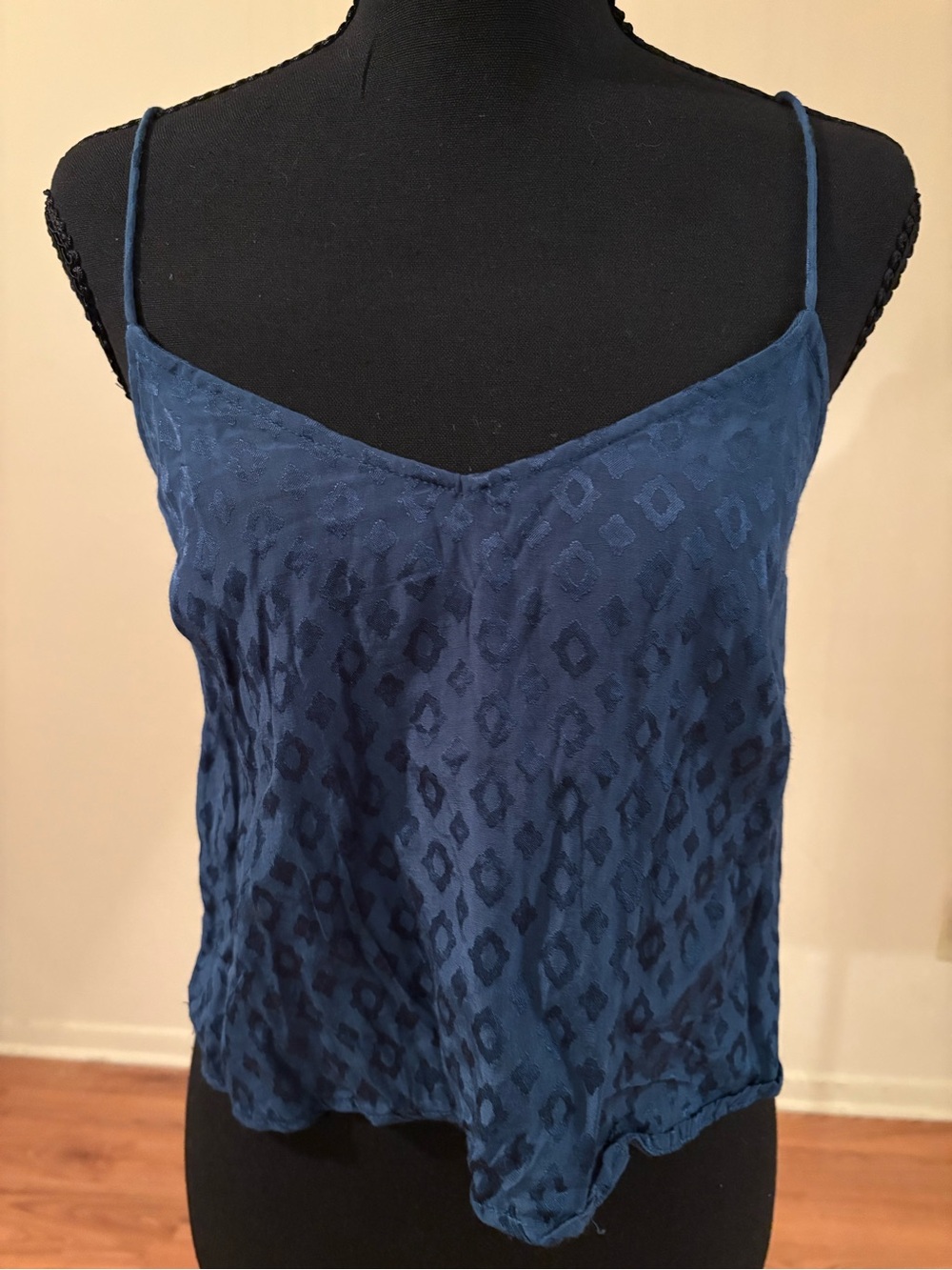 Aeropostale Navy Blue Textured Satin Cami